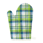 Lime And Blue Madras Plaid Print Single Oven Mitt