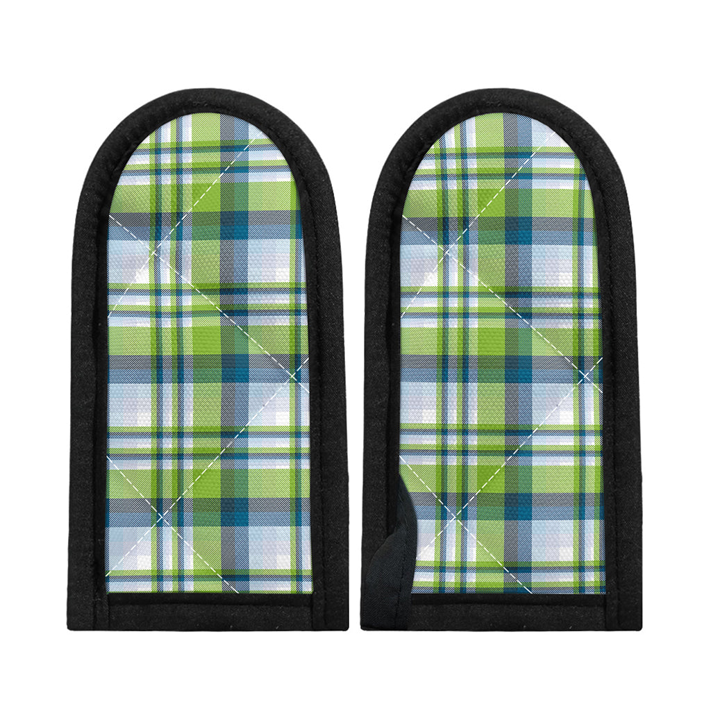 Lime And Blue Madras Plaid Print Skillet Handle Cover