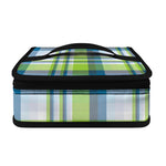 Lime And Blue Madras Plaid Print Small Lunch Bag