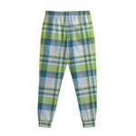 Lime And Blue Madras Plaid Print Sweatpants