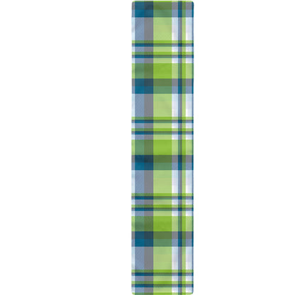 Lime And Blue Madras Plaid Print Table Runner