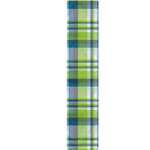Lime And Blue Madras Plaid Print Table Runner