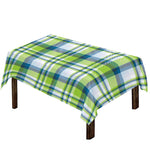 Lime And Blue Madras Plaid Print Tablecloth