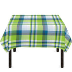 Lime And Blue Madras Plaid Print Tablecloth