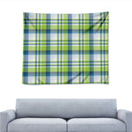 Lime And Blue Madras Plaid Print Tapestry