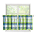 Lime And Blue Madras Plaid Print Tier Curtains