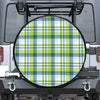 Lime And Blue Madras Plaid Print Tire Cover