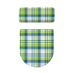 Lime And Blue Madras Plaid Print Toilet Lid And Tank Cover Set