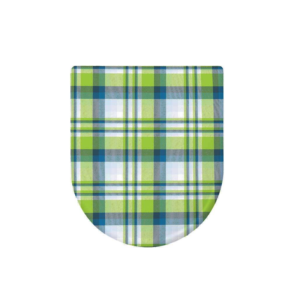 Lime And Blue Madras Plaid Print Toilet Lid Cover