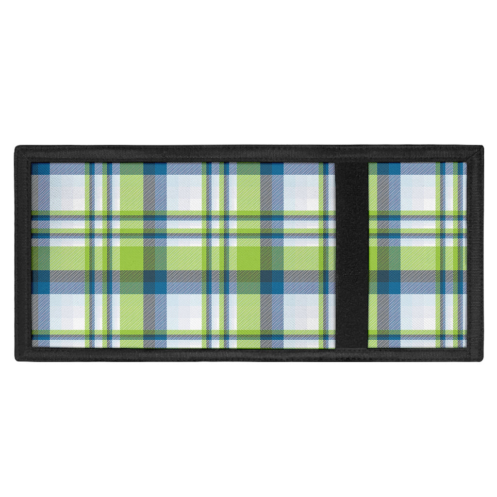 Lime And Blue Madras Plaid Print Trifold Wallet