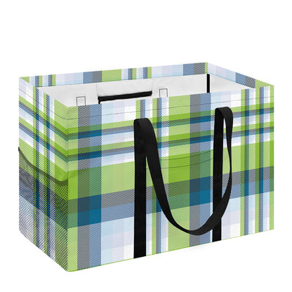 Lime And Blue Madras Plaid Print Utility Tote Bag