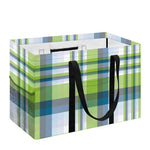 Lime And Blue Madras Plaid Print Utility Tote Bag