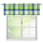 Lime And Blue Madras Plaid Print Window Valance