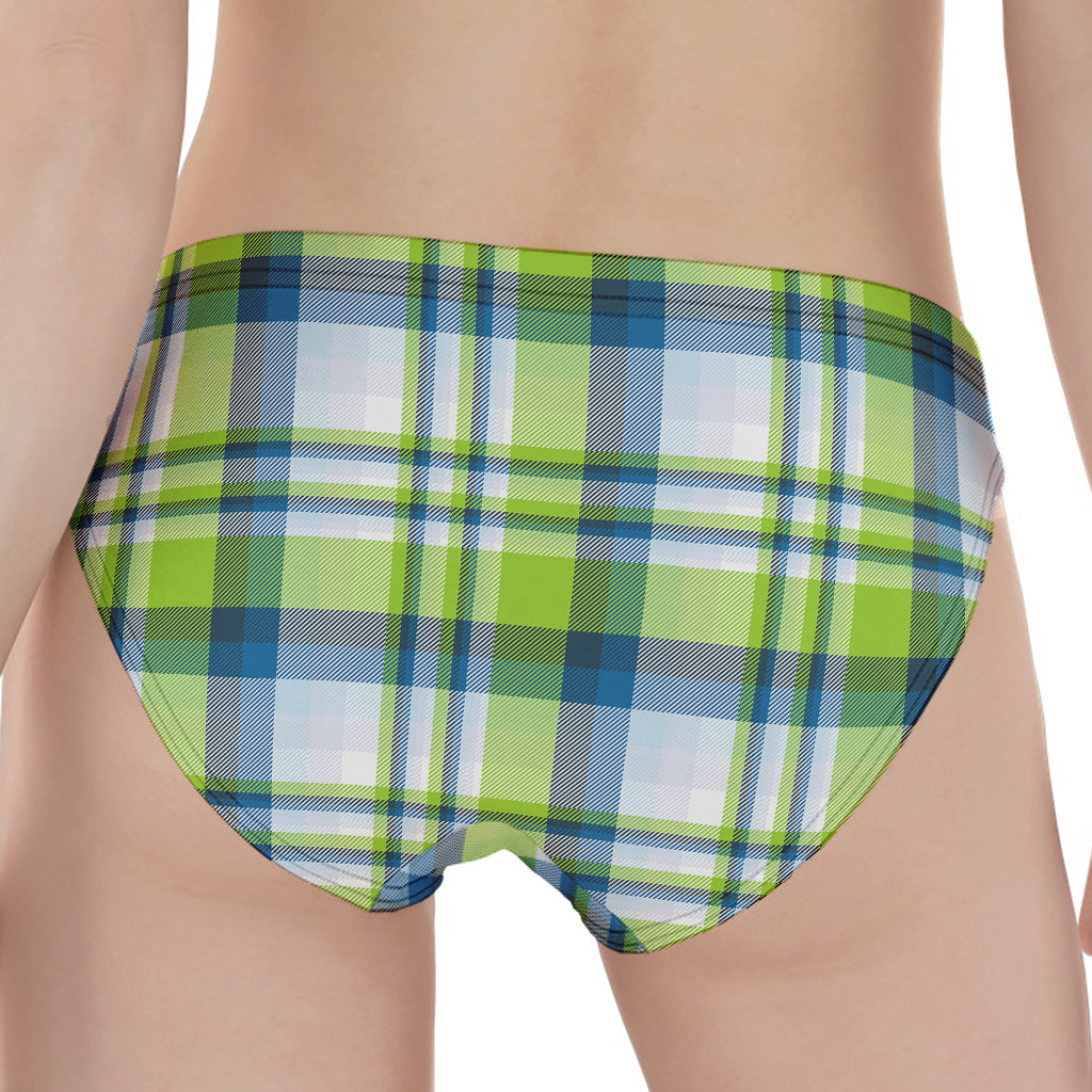 Lime And Blue Madras Plaid Print Women's Panties