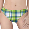 Lime And Blue Madras Plaid Print Women's Thong