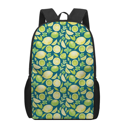 Lime And Lemon Pattern Print 17 Inch Backpack
