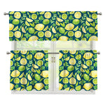 Lime And Lemon Pattern Print 3 Piece Kitchen Curtains