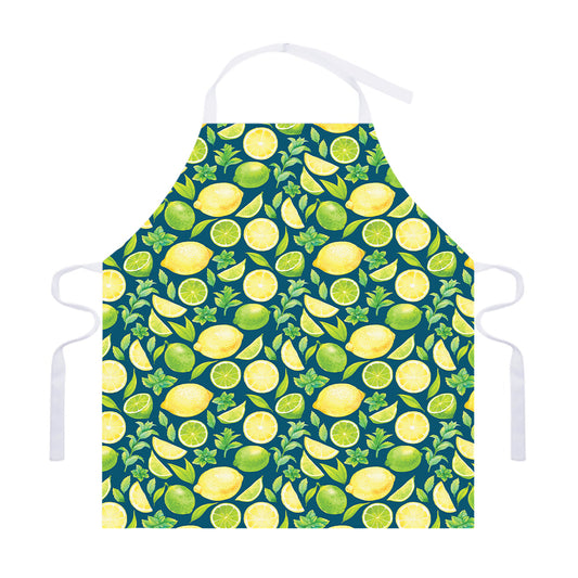 Lime And Lemon Pattern Print Adjustable Apron