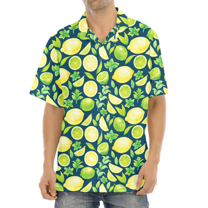 Lime And Lemon Pattern Print Aloha Shirt