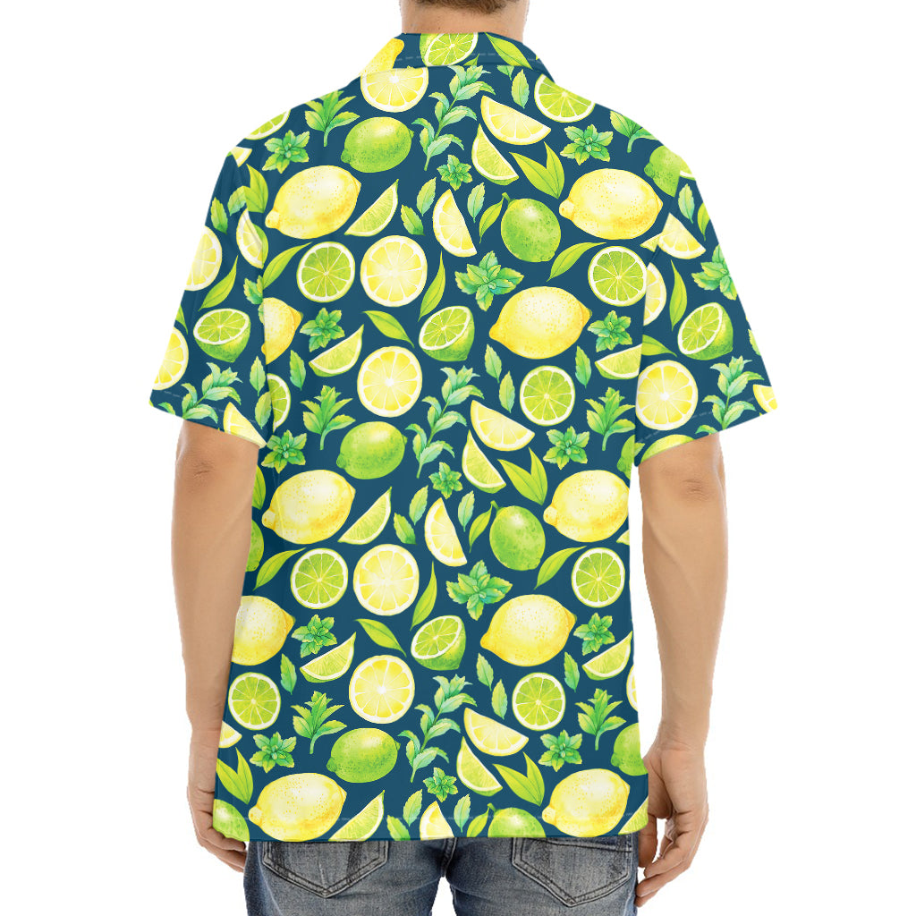 Lime And Lemon Pattern Print Aloha Shirt