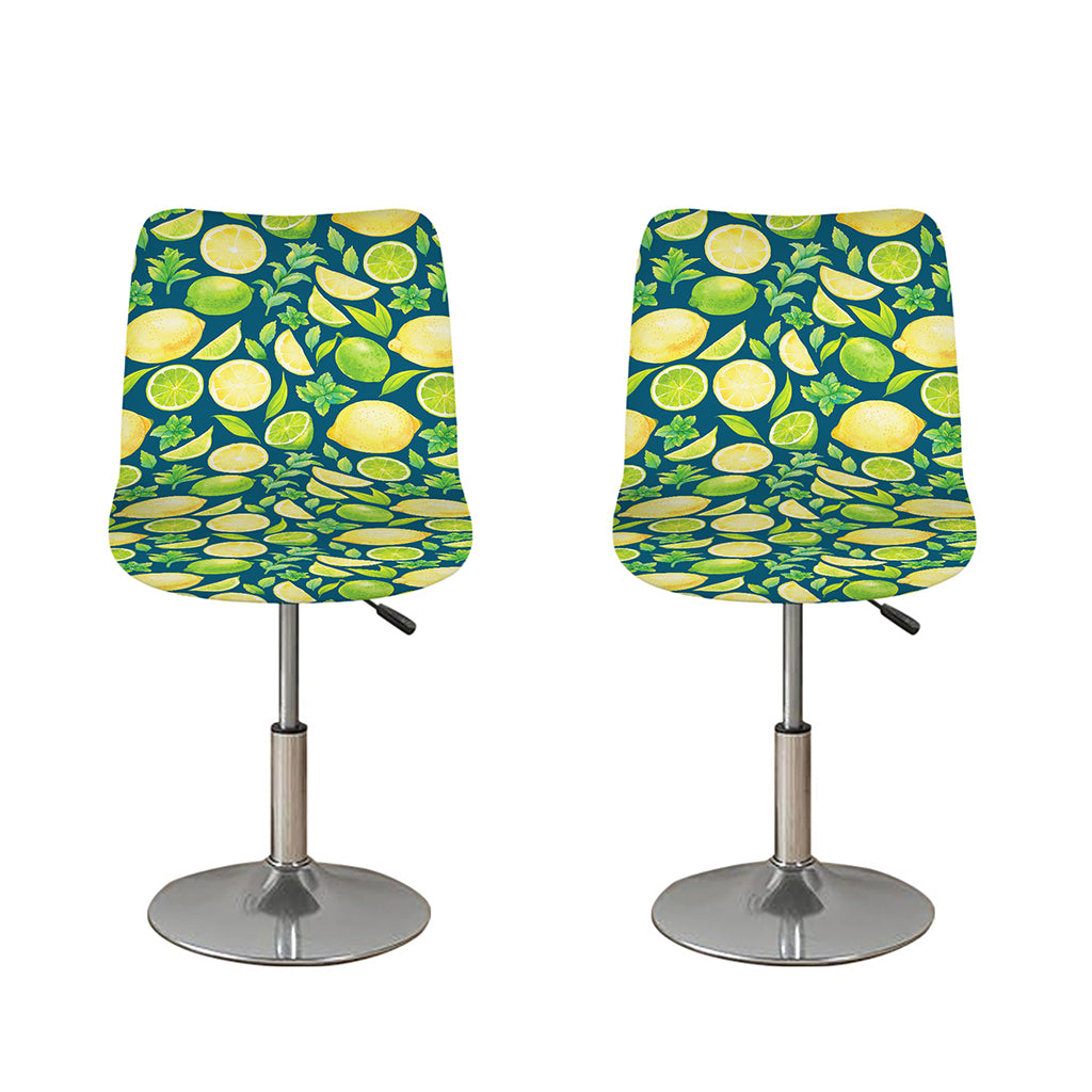Lime And Lemon Pattern Print Bar Stool Covers