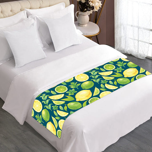 Lime And Lemon Pattern Print Bed Runner