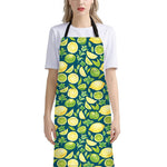 Lime And Lemon Pattern Print Bib Apron With Pocket