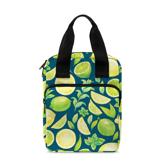 Lime And Lemon Pattern Print Bible Tote Bag