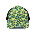 Lime And Lemon Pattern Print Black Mesh Trucker Hat