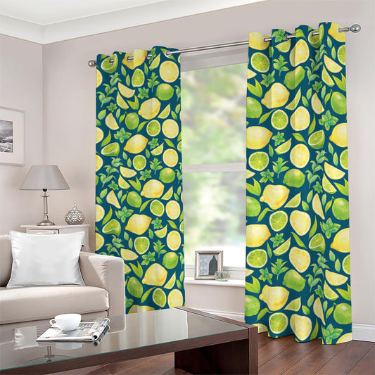 Lime And Lemon Pattern Print Blackout Grommet Curtains