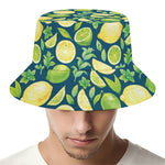 Lime And Lemon Pattern Print Bucket Hat