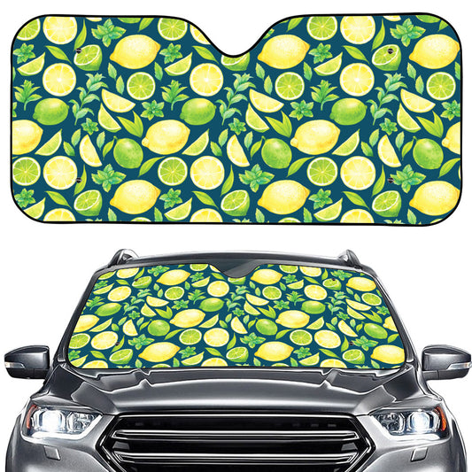 Lime And Lemon Pattern Print Car Windshield Sun Shade