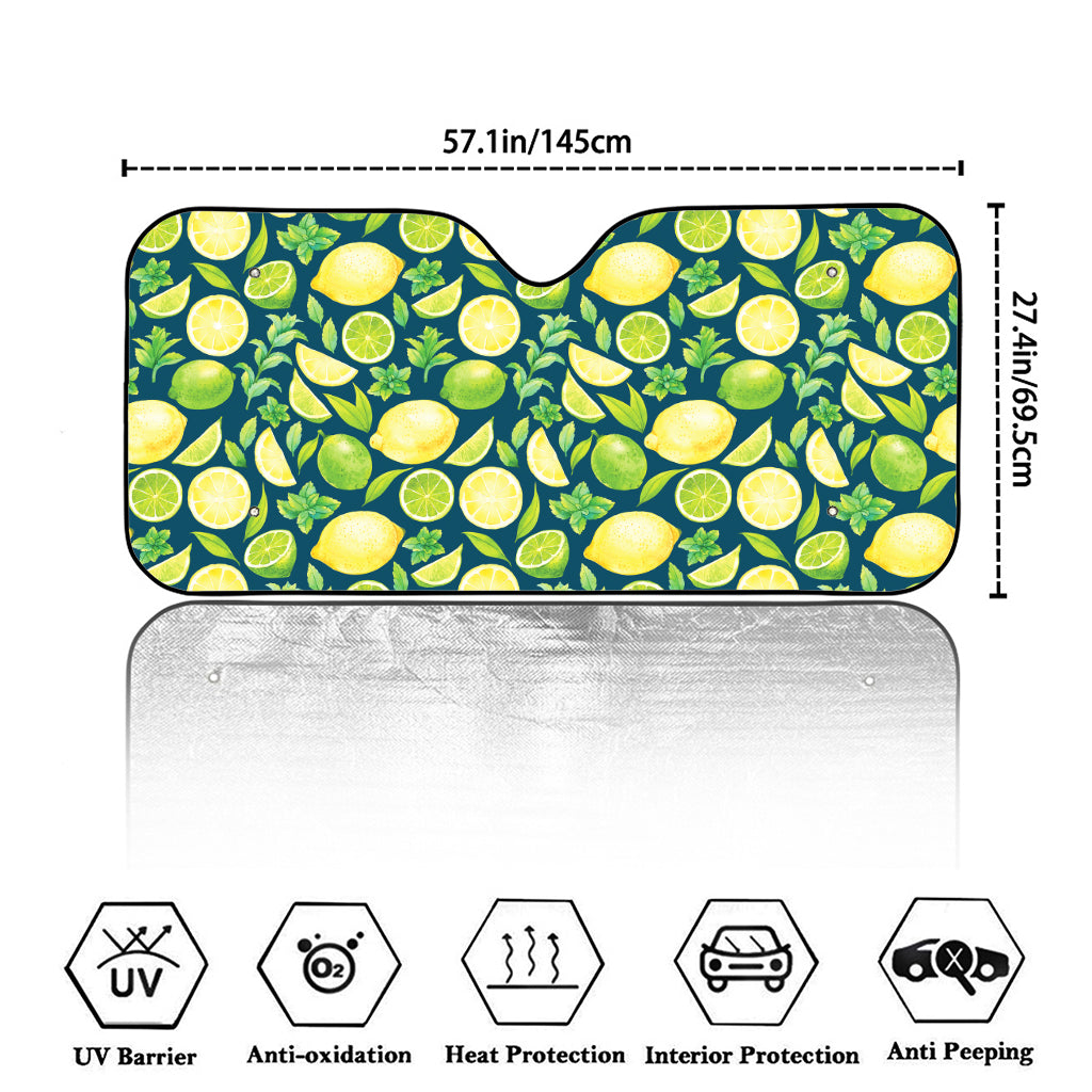 Lime And Lemon Pattern Print Car Windshield Sun Shade