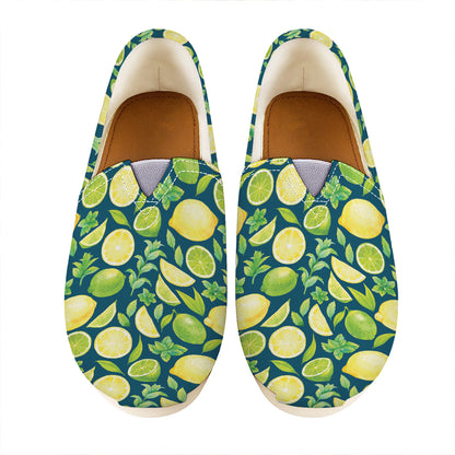 Lime And Lemon Pattern Print Casual Shoes