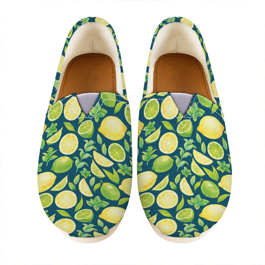 Lime And Lemon Pattern Print Casual Shoes