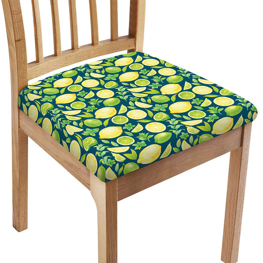Lime And Lemon Pattern Print Chair Cushion Cover