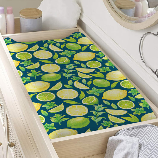 Lime And Lemon Pattern Print Changing Pad Cover