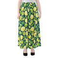 Lime And Lemon Pattern Print Chiffon Maxi Skirt