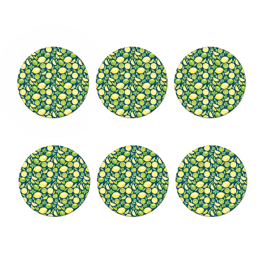 Lime And Lemon Pattern Print Coaster Set