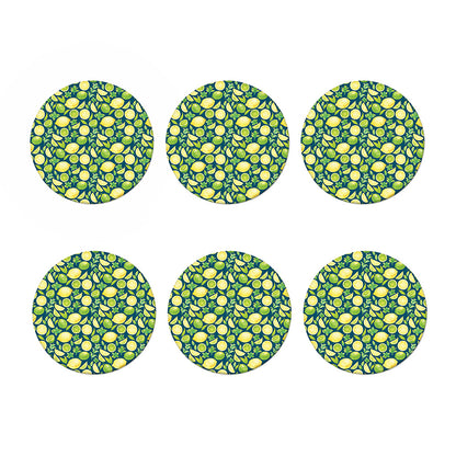 Lime And Lemon Pattern Print Coaster Set