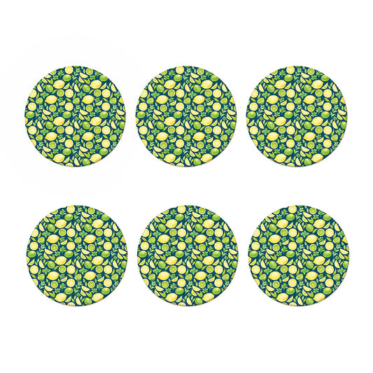 Lime And Lemon Pattern Print Coaster Set