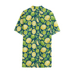 Lime And Lemon Pattern Print Cotton Hawaiian Shirt