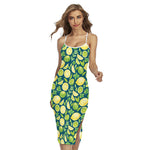 Lime And Lemon Pattern Print Cross Back Cami Dress