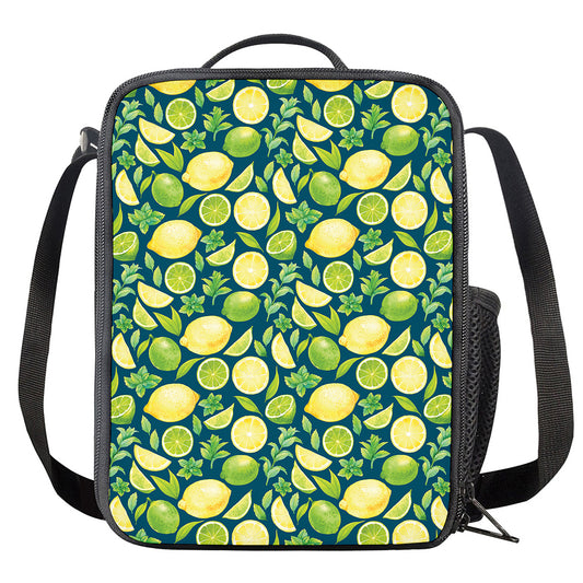 Lime And Lemon Pattern Print Crossbody Lunch Bag