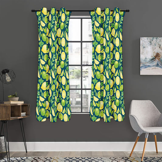 Lime And Lemon Pattern Print Curtain