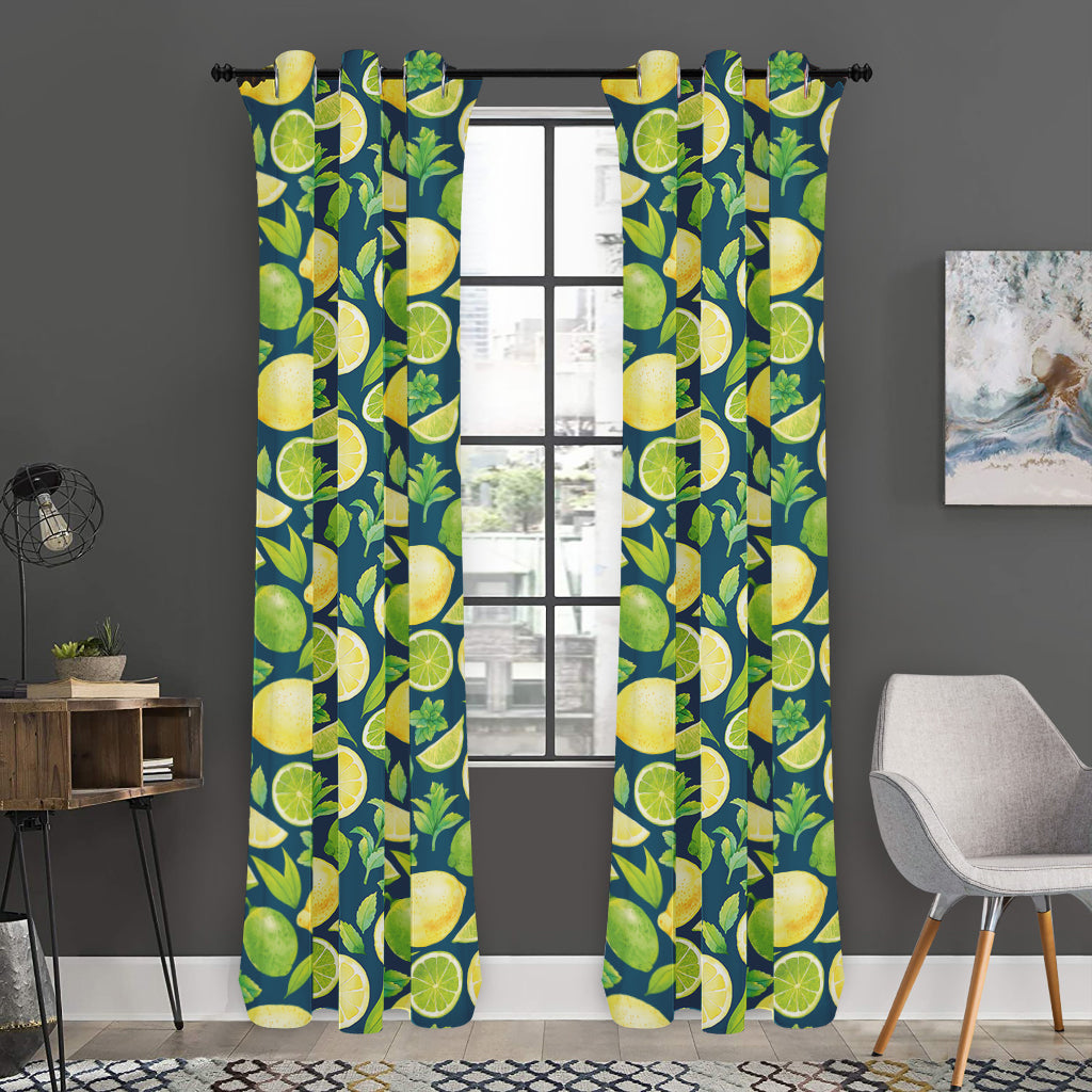 Lime And Lemon Pattern Print Curtain