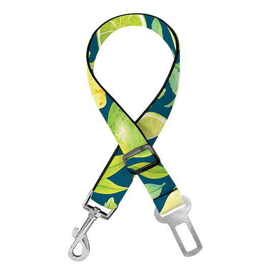 Lime And Lemon Pattern Print Dog Seat Belt