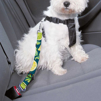 Lime And Lemon Pattern Print Dog Seat Belt