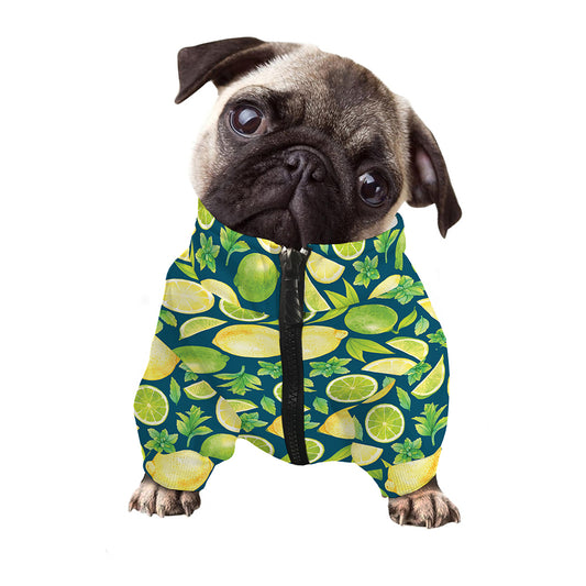 Lime And Lemon Pattern Print Dog Zip Up Jacket