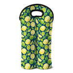 Lime And Lemon Pattern Print Double Neoprene Wine Tote